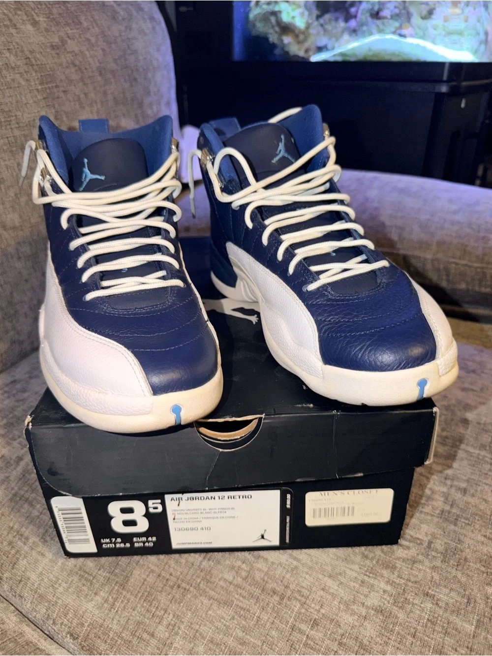 Air Jordan 12 Retro Obsidian 2012 Men’s 8.5 Navy White OG Box